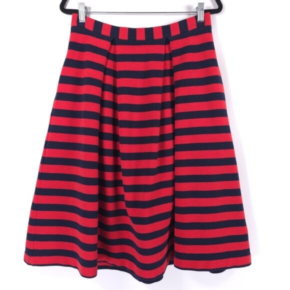 Boden‎ Pleated Striped Skirt A-Line Rib Knit Size 6 - Picture 1 of 10